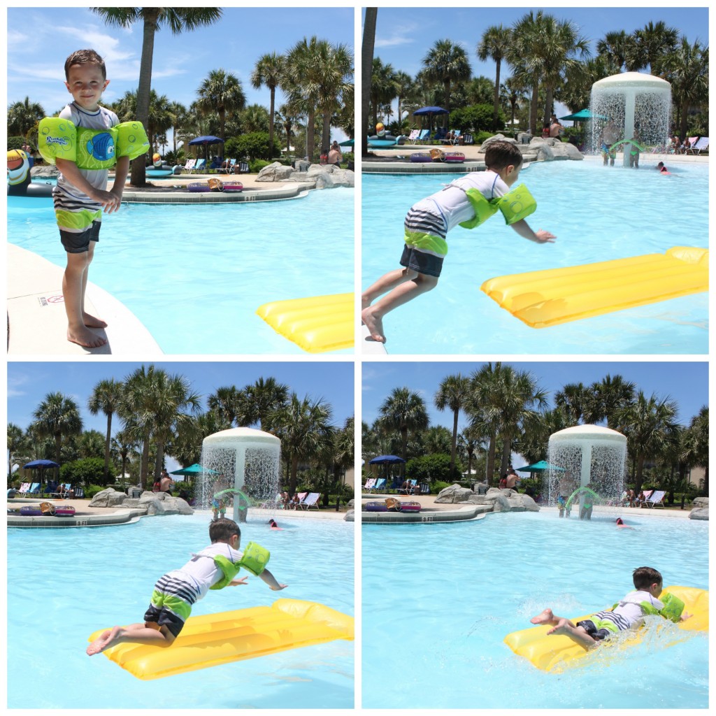 B jumping in pool