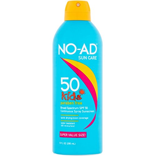 NO-AD Kids Continuous Sunscreen Spray SPF 50 10 oz (Pack of 2)