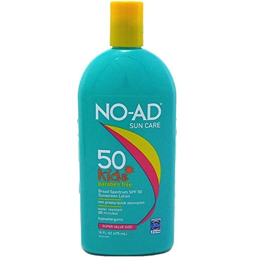 NO-AD Kids Sun Care Sunscreen Lotion, SPF 50 16 oz (Pack of 2)