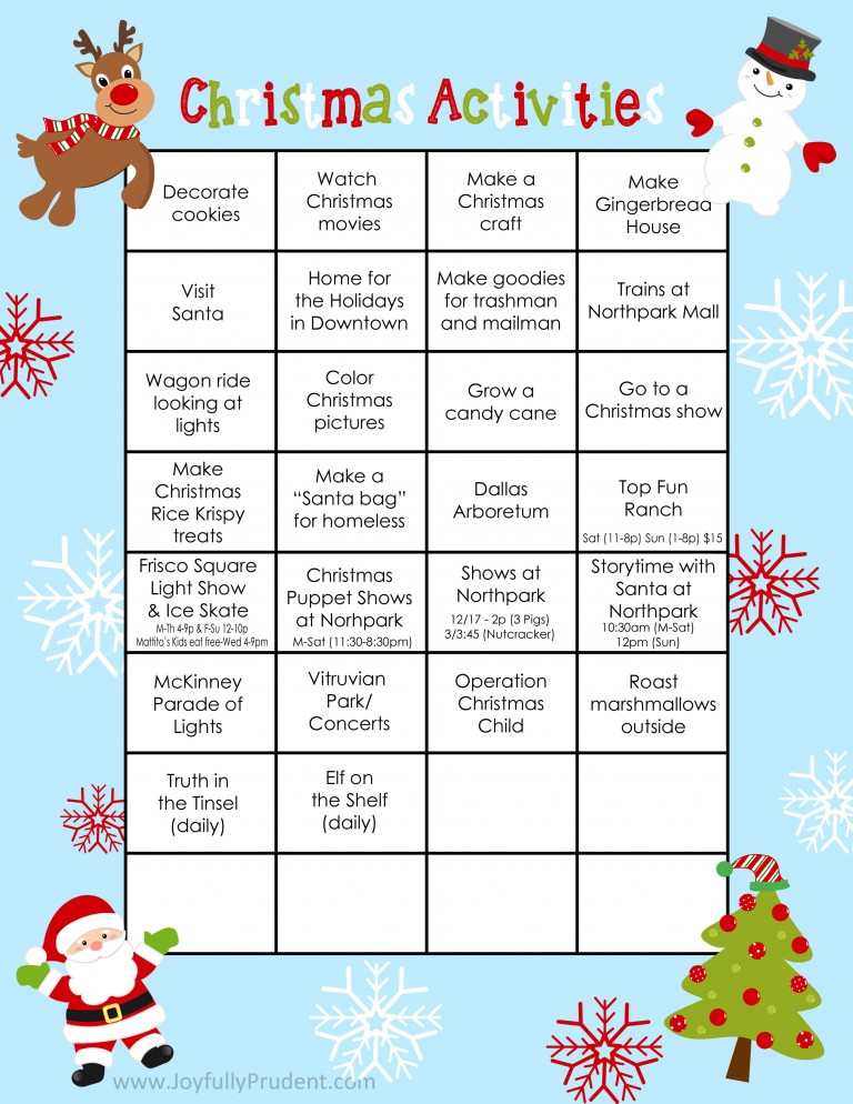 Christmas Activities for Kids + FREE Printable - Joyfully Prudent